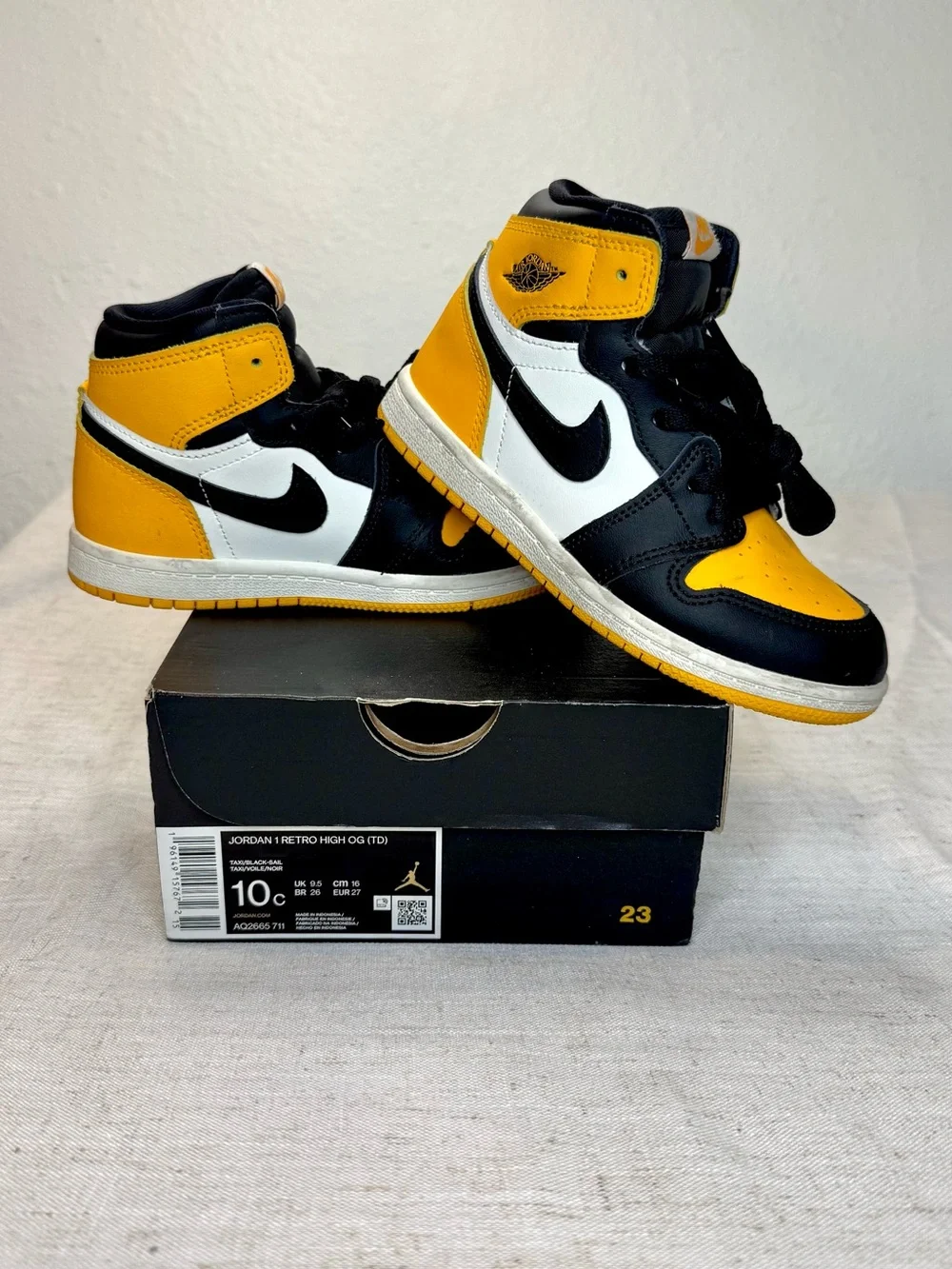 Nike Kids Air Jordan 1 High OG TD - Taxi Black/Yellow/White